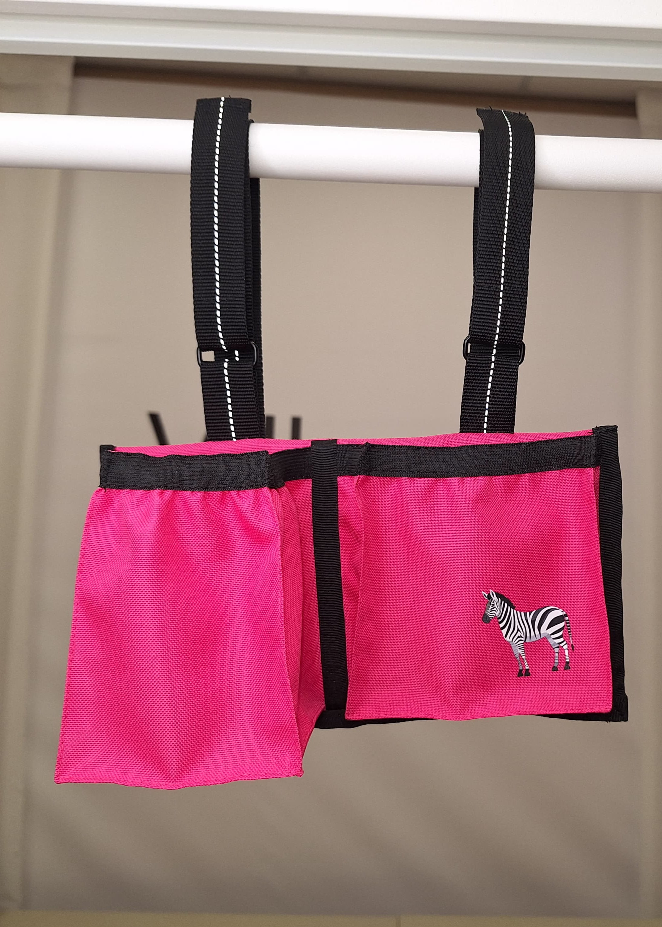 Pink power wheelchair armrest bag - cup holder