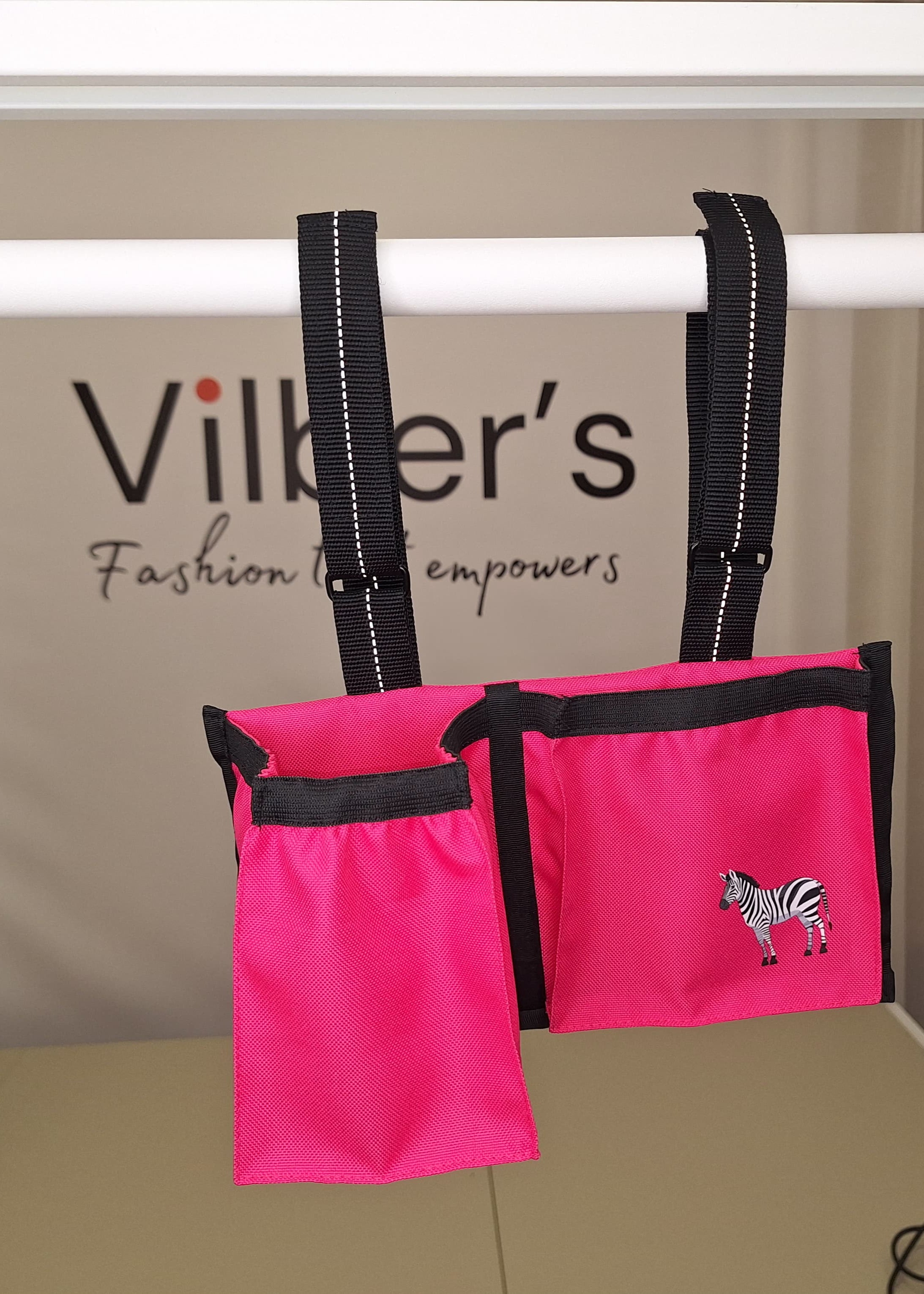 Pink power wheelchair armrest bag - cup holder