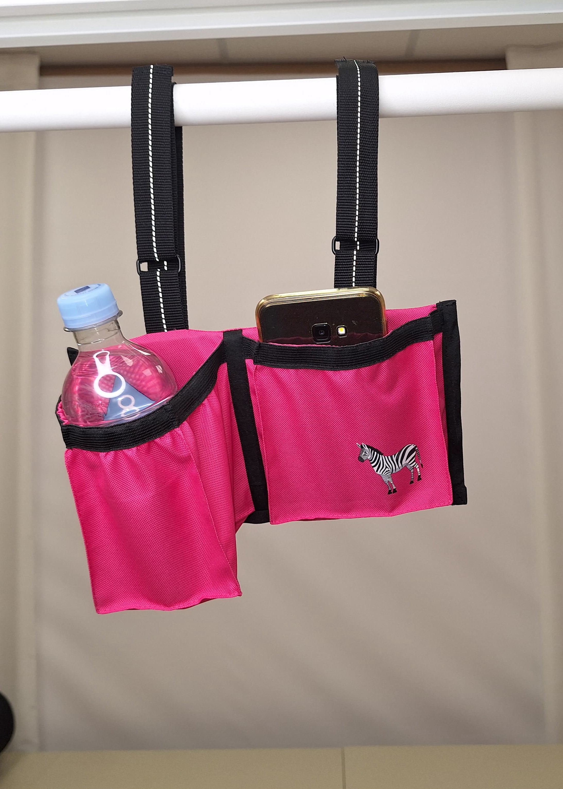 Pink power wheelchair armrest bag - cup holder