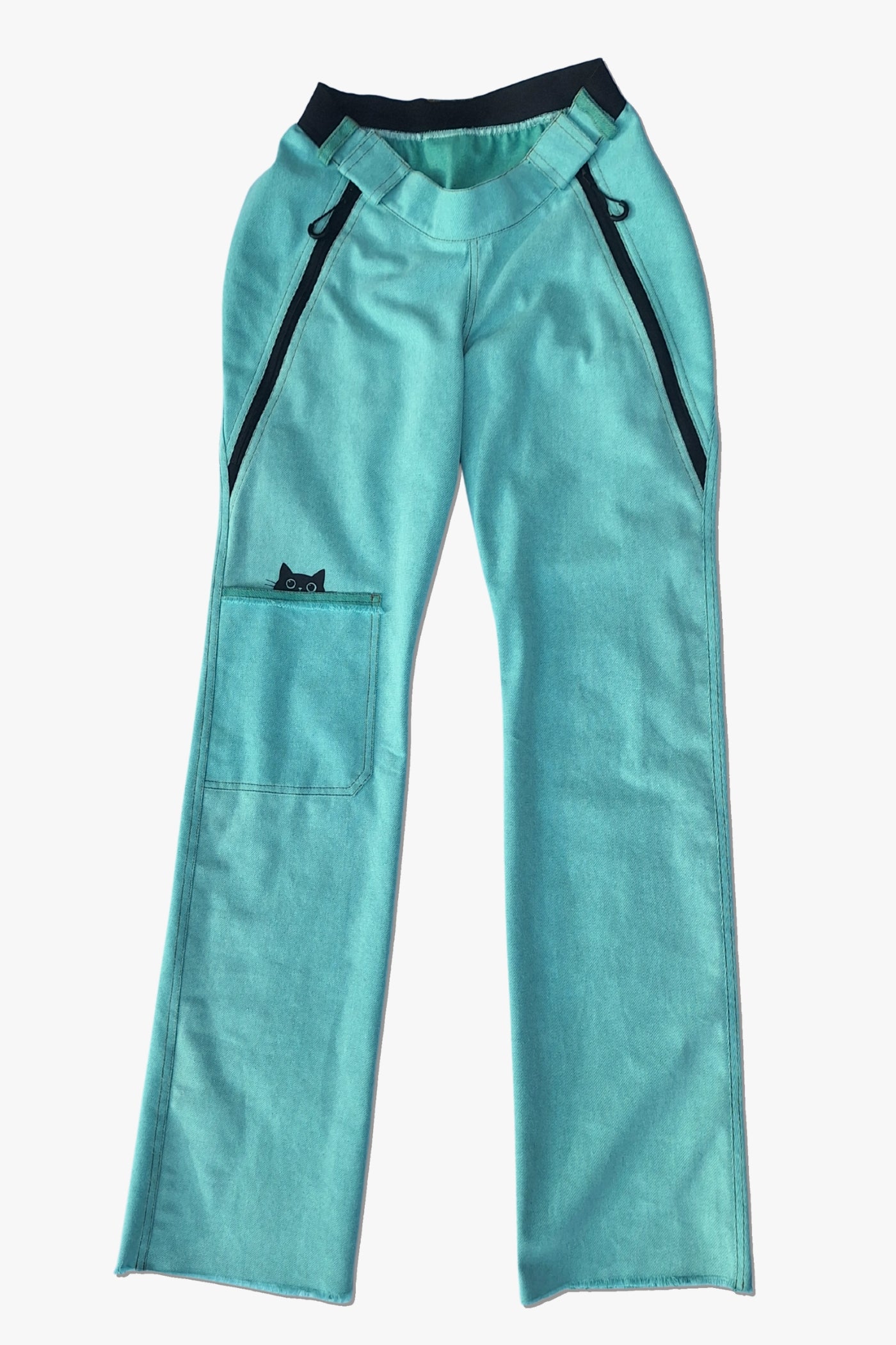 Women's wheelchair adaptive jeans with elastic waist, mint