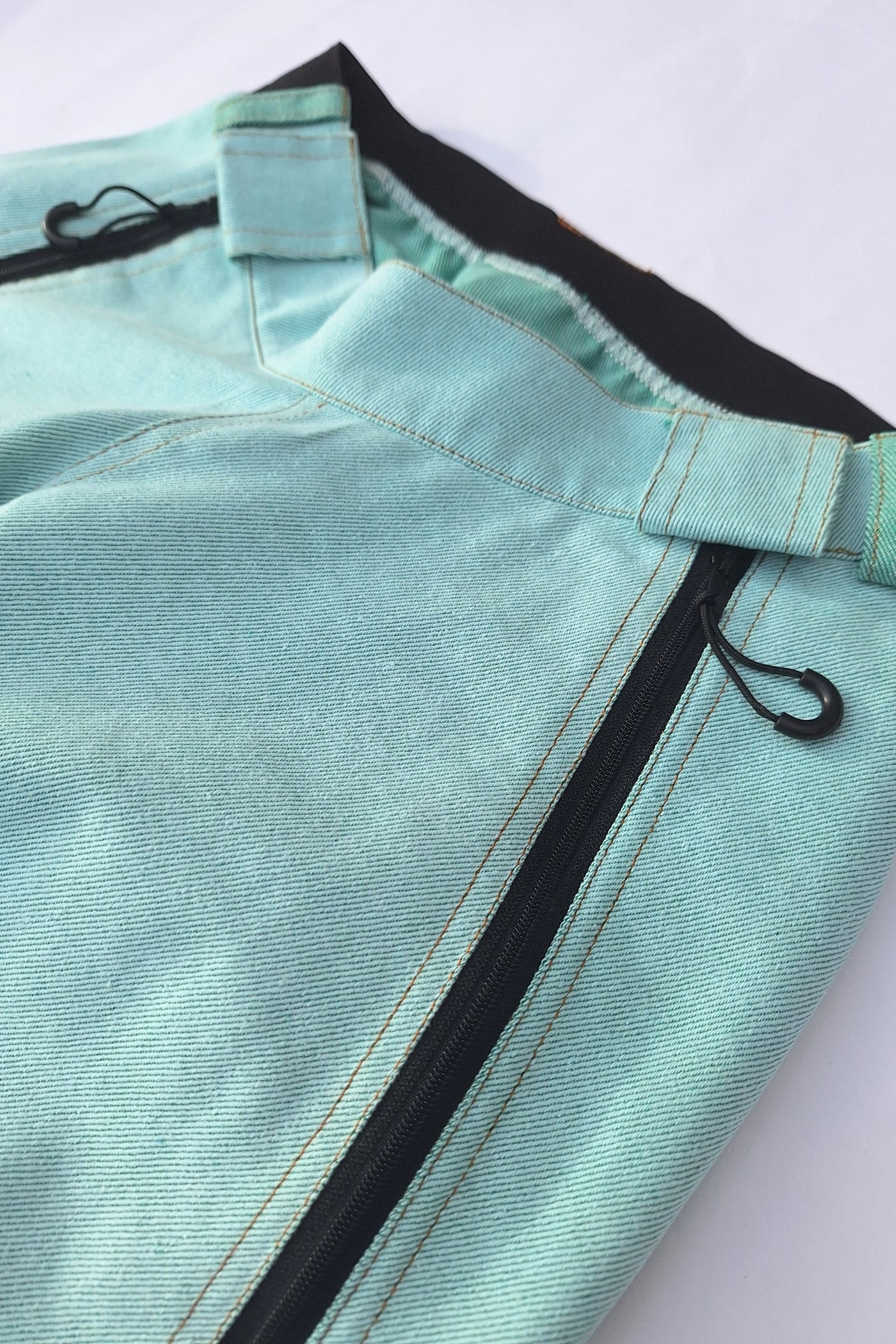 Women's wheelchair adaptive jeans with elastic waist, mint