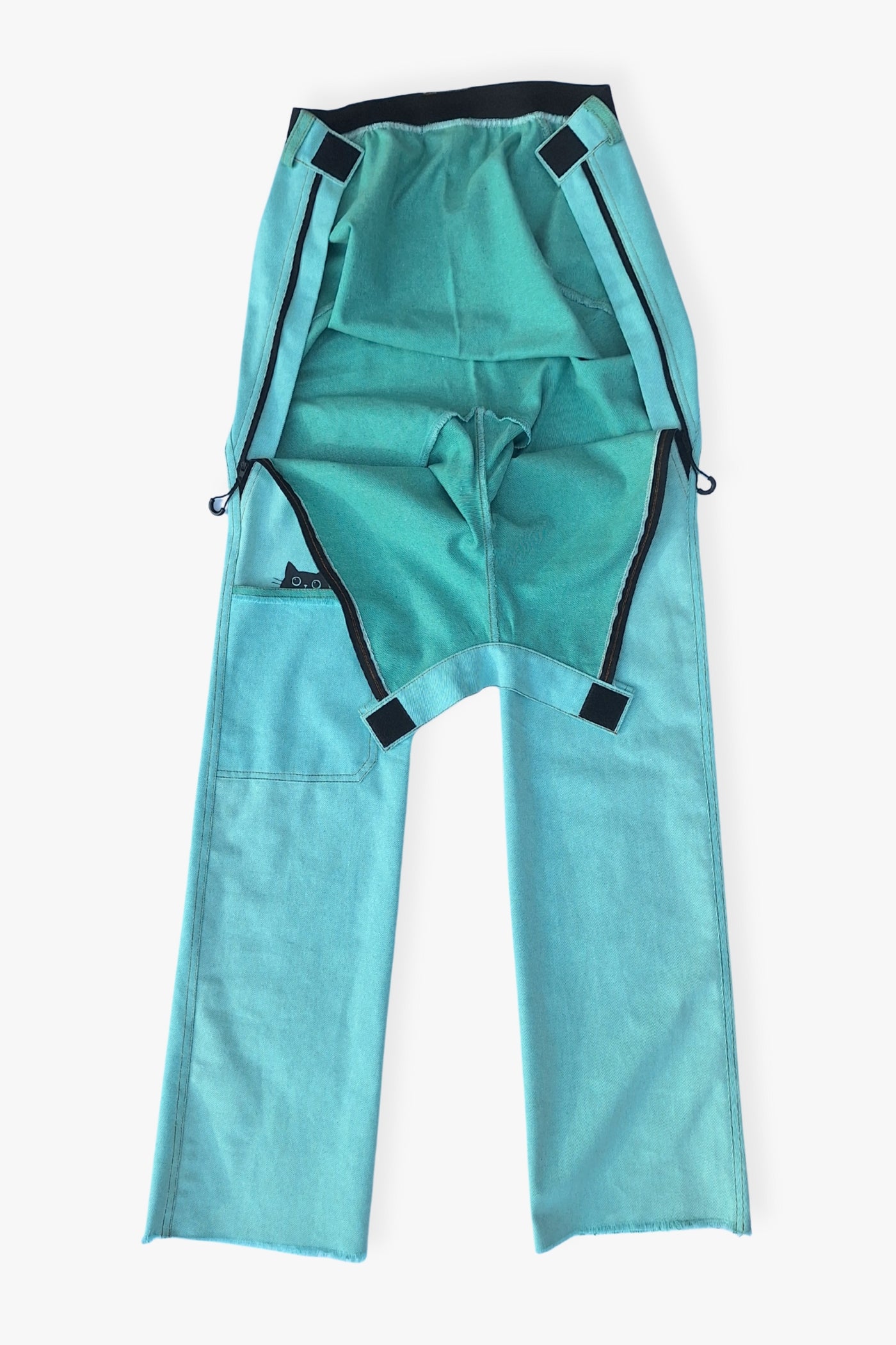 Women's wheelchair adaptive jeans with elastic waist, mint