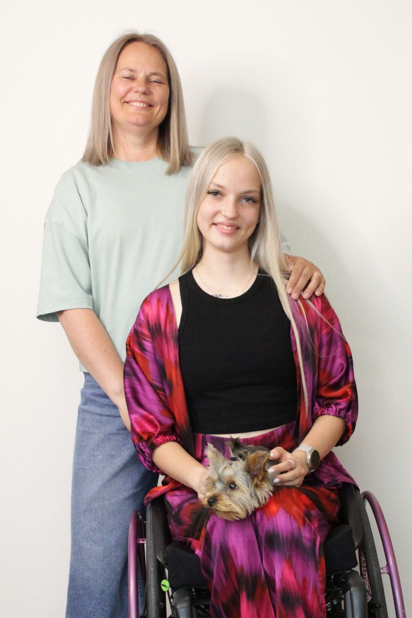 Wheelchair adaptive 100% viscose satin trousers for women