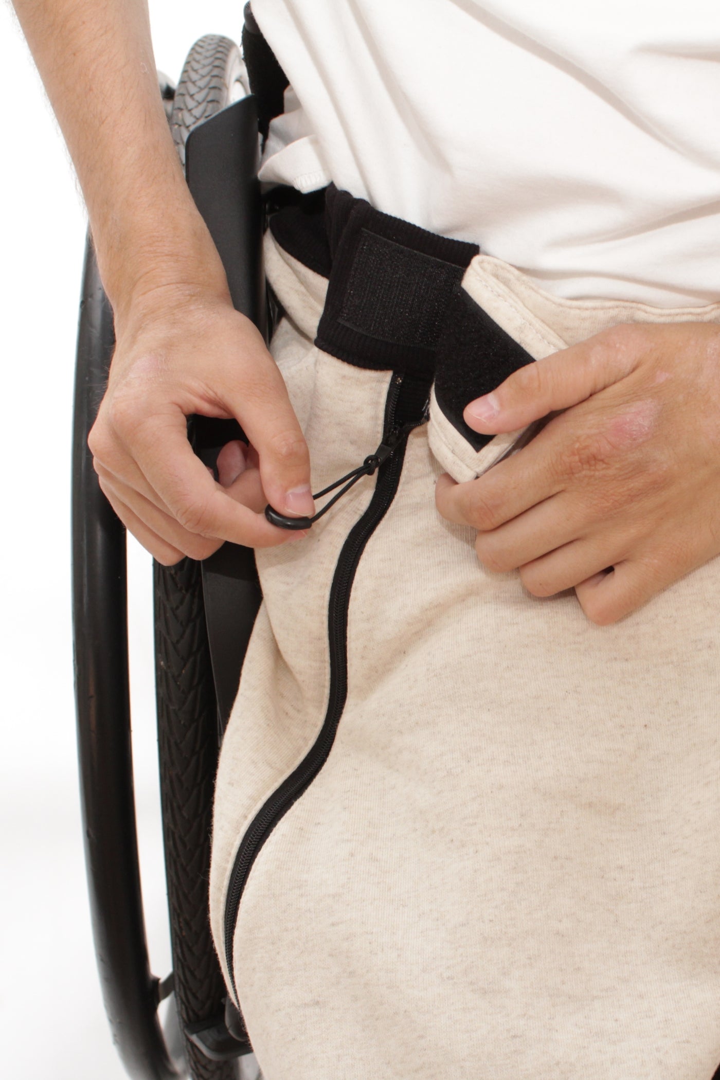 Men's wheelchair adaptive premium sweatpants with drop down front