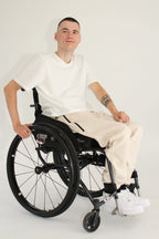 Men's wheelchair adaptive premium sweatpants with drop down front