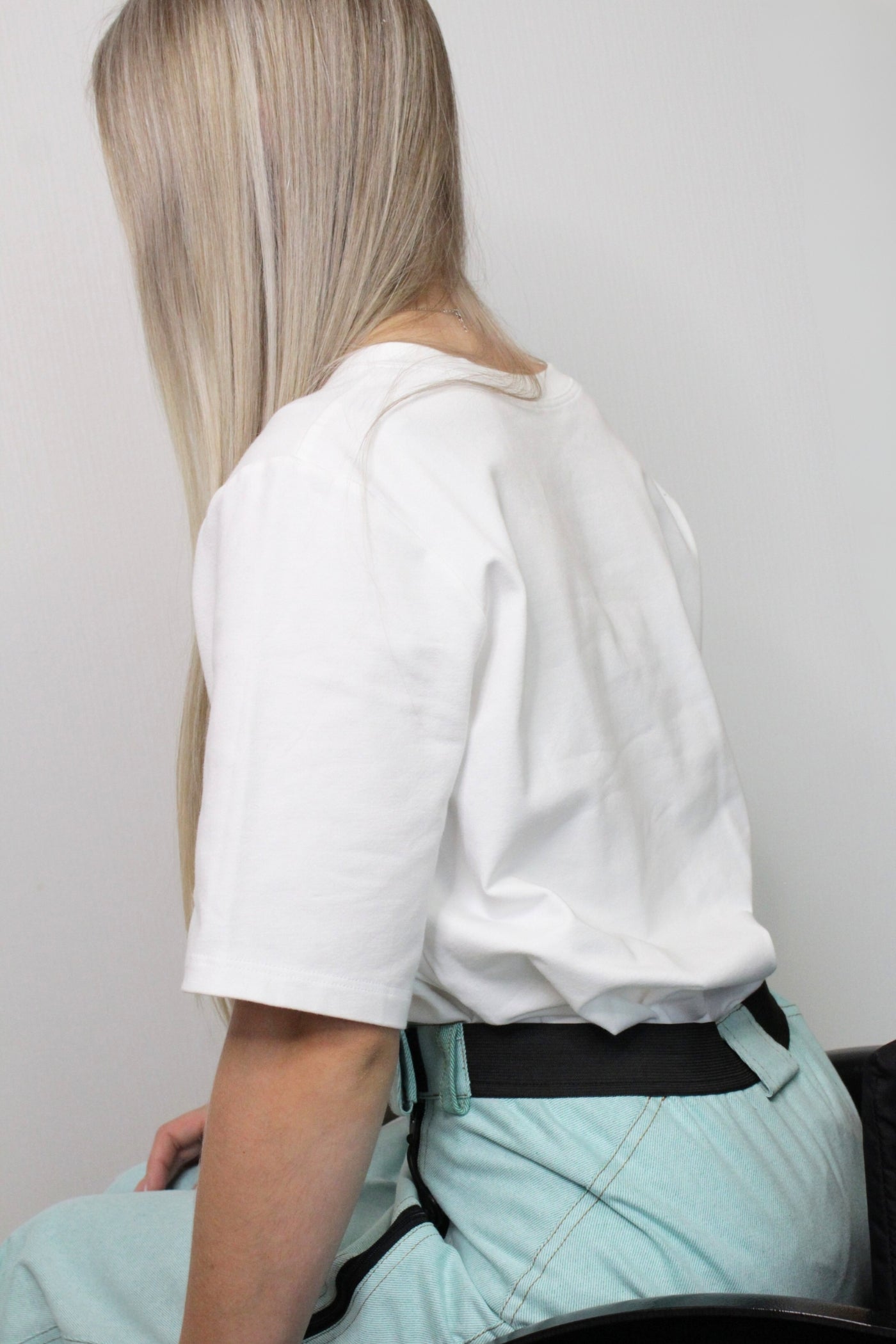 Women's wheelchair adaptive jeans with elastic waist, mint