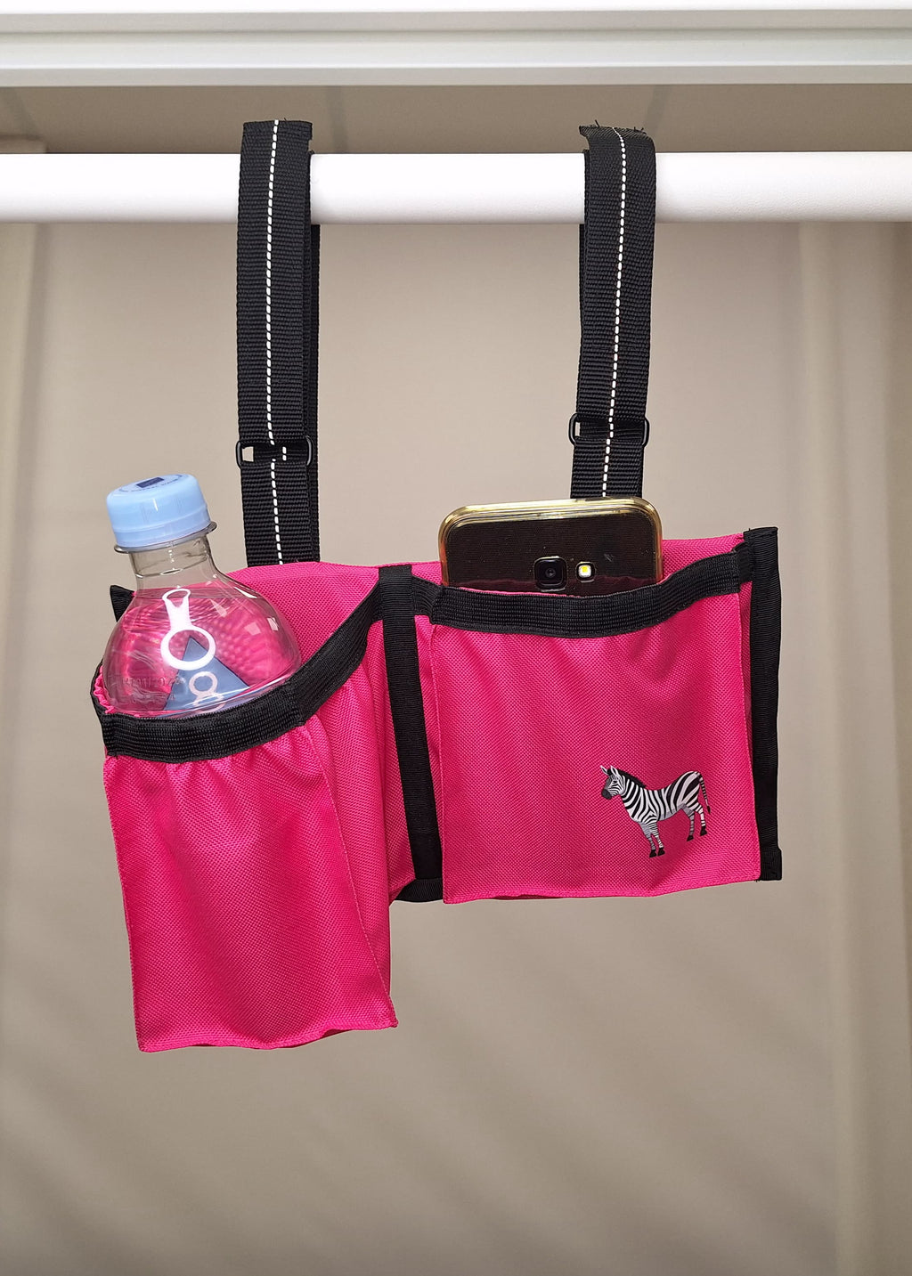 Pink power wheelchair armrest bag - cup holder