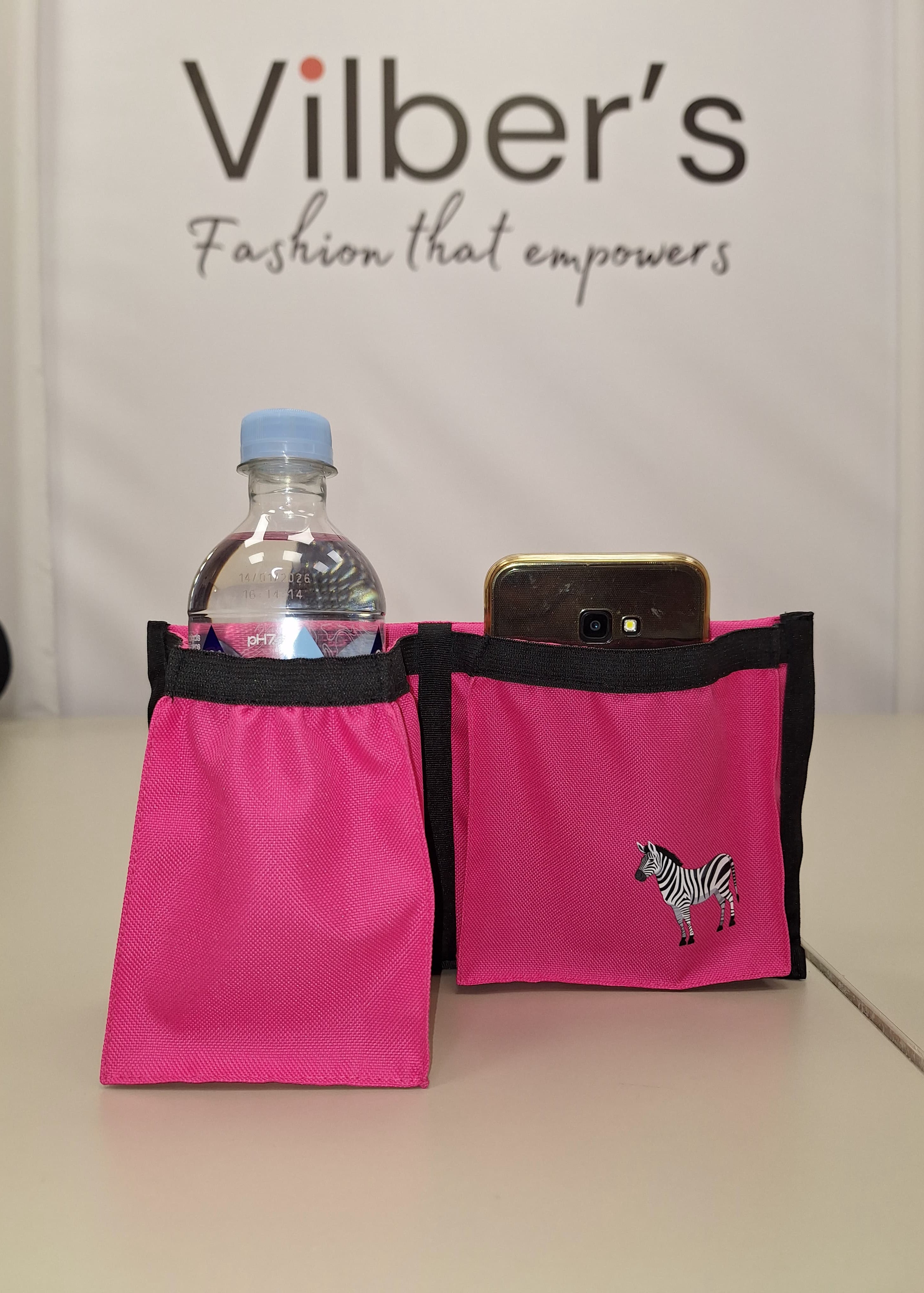 Pink power wheelchair armrest bag - cup holder