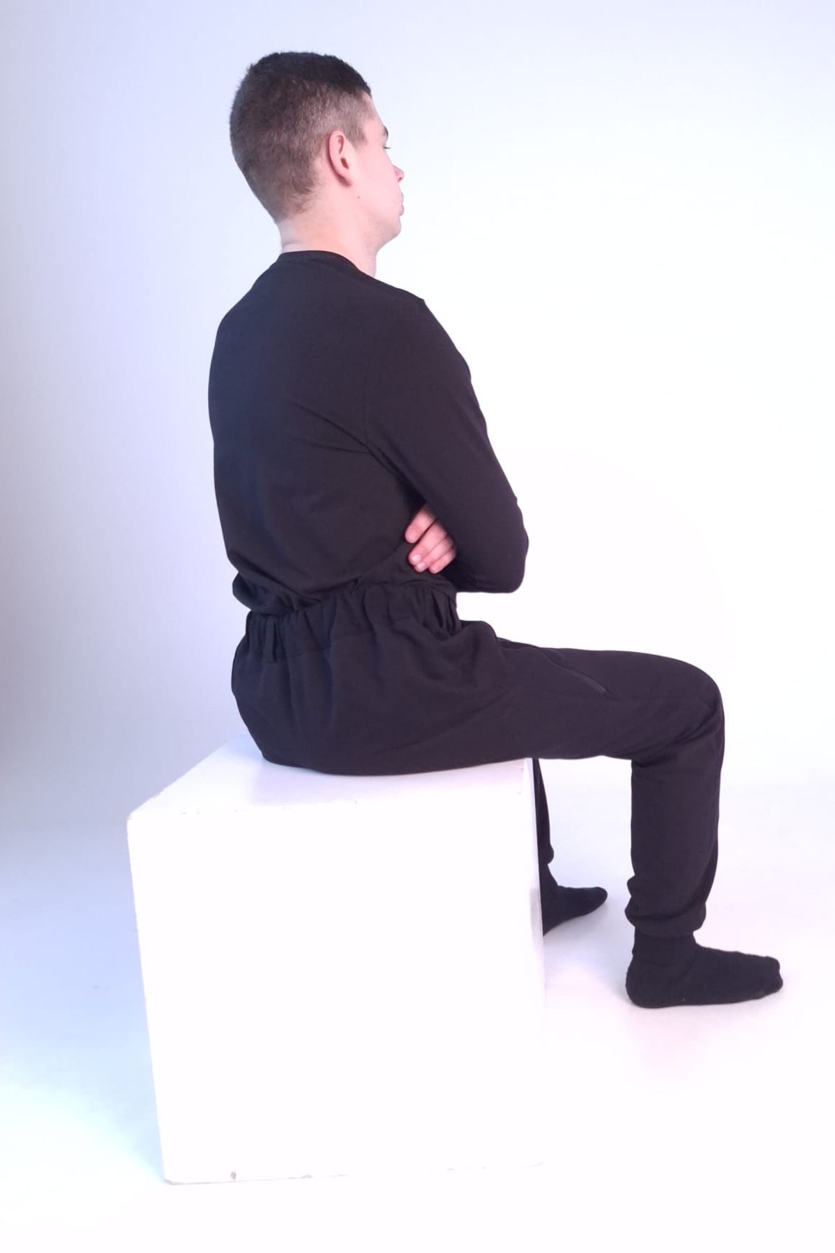 Men's wheelchair adaptive premium sweatpants with drop down front