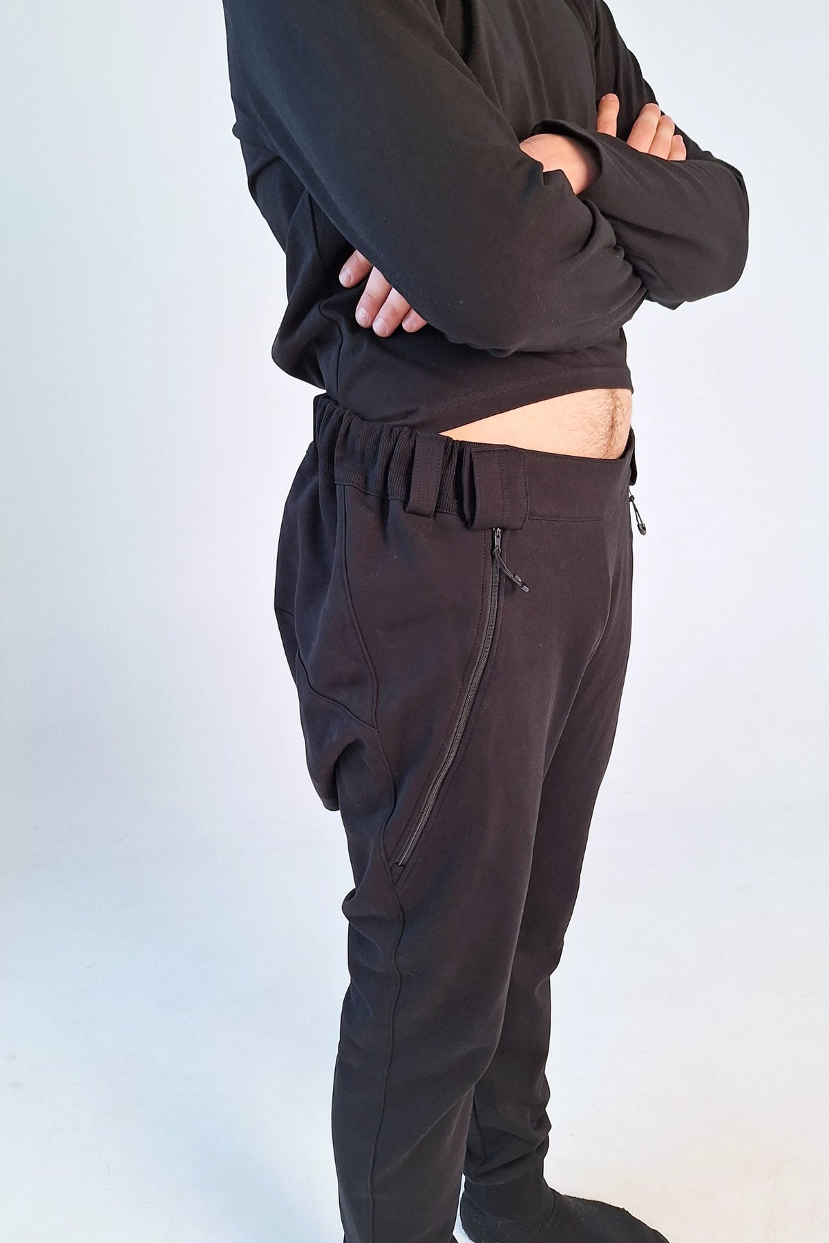 Men's wheelchair adaptive premium sweatpants with drop down front